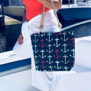 Handmade Anchor Print Tote Bag